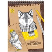Скетчбук 40л., А5 ArtSpace «Крафт», на гребне, крафт, 80г/м2