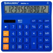 Калькулятор настольный BRAUBERG DIGITAL-12-BL (151х152 мм), 12 разрядов, двойное питание, СИНИЙ, 272969