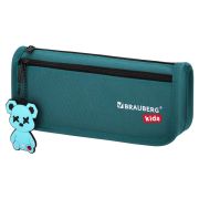 Пенал мягкий BRAUBERG KIDS, 2 отделения, полиэстер, «Стильный мишка», 22x10x6 см, 273554