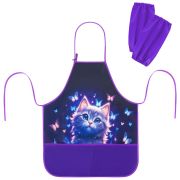 Фартук с нарукавниками для уроков труда BRAUBERG KIDS, 2 кармана, регулировка по росту, 46x54 см, «Любознательный кот», 273638
