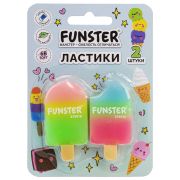 Ластик фигурный FUNSTER (ФАНСТЕР) «АЙСКРИМ», НАБОР 2 ШТУКИ, 55х29х12 мм, цвет ассорти, экологичный ПВХ, блистер, 274016