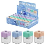 Точилка ERICH KRAUSE «Wave Mini Pastel Bloom» с контейнером, пластиковая, корпус ассорти, 60044