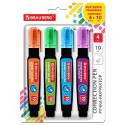 Ручка-корректор 10 мл, ВЫГОДНАЯ УПАКОВКА, КОМПЛЕКТ 4 штуки, BRAUBERG «ULTRA COLOR», металлический наконечник, 274234