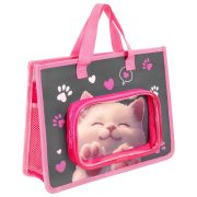 Папка на молнии с ручками BRAUBERG KIDS А4, 1 отделение, дополнительные карманы, пластик, «Кот-мурлыка», 274527