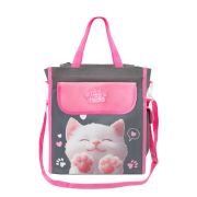 Сумка шоппер BRAUBERG KIDS для занятий, с дополнительными карманами, плечевой ремень, «Кот-мурлыка», 274651