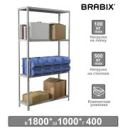 Стеллаж металлический BRABIX «MS KD-180/40-4», 1800х1000х400 мм, 4 полки, сборная стойка, 291115, S240BR144402