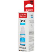 Чернила CANON (GI-490С) для СНПЧ Pixma G1400\G2400\G3400, голубые, ресурс 7000 стр., оригинальные, 0664C001