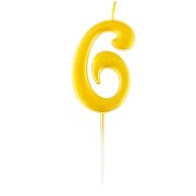 Свеча для торта с держателем MESHU «Цифра 6», 5,2см, золотая