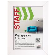Рамка 10х15 см, небьющаяся, STAFF «Grand», багет 18 мм, белая, МДФ, 391208
