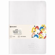Тетрадь 60 л. в линию обложка кожзам SoftTouch, сшивка, B5 (179х250мм), БЕЛЫЙ, BRAUBERG RAINBOW, 403887