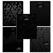 Тетрадь А5, 48 л., BRAUBERG, скоба, клетка, матовая ламинация, выборочный лак, «Black» (микс в спайке), 404375