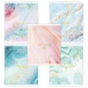 Тетради КОМПЛЕКТ 5 шт. А5, 48 л. BRAUBERG, скоба, клетка, SoftTouch, фольга, «Pastel Marble», 404398