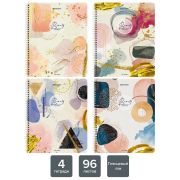 Тетради КОМПЛЕКТ 4 шт., А5, 96 л., BRAUBERG гребень, клетка, глянцевый лак, «Insight», 404404