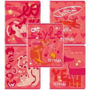 Тетради ДЭК А5 48 л. КОМПЛЕКТ 5 шт. BRAUBERG, скоба, клетка, TWIN-лак, «PINK MOOD», 404930