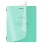 Тетрадь пластиковая обложка (прозрачная) 24 листа, линия, BRAUBERG «Smart Cover», ЗЕЛЕНАЯ, 405035