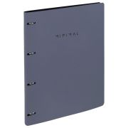 Тетрадь на кольцах БОЛЬШАЯ А4, 240х310 мм, 120 л., под кожу, BRAUBERG VISTA, «Minimal», серый, 405202