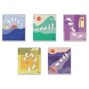 Тетрадь обложка пластик, А5, 48 л., скоба, клетка, ERICH KRAUSE, «Cat Day» (микс в спайке), 54159