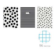 Тетрадь А4 96 л. АЛЬТ гребень, клетка, глянцевая ламинация, «BLACK&WHITE» (3 вида), 7-96-1354