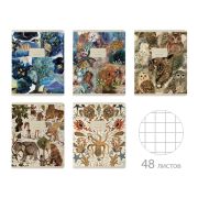 Тетрадь А5 48 л. BRUNO VISCONTI скоба, клетка, Soft Touch, фольга, «FAUNA» (5 видов), 7-48-1365