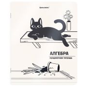 Тетрадь предметная КОТ-НЕПОСЕДА 48 л., пластиковая обложка, АЛГЕБРА, клетка, подсказ, BRAUBERG, 405527