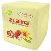 Салфетки бумажные «Лайма» 24х24 см, желтые, 100 шт., 126908