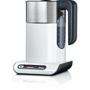 Чайник BOSCH TWK8611P, 1,5 л, 2400 Вт, закрытый нагревательный элемент, нержавеющая сталь, белый