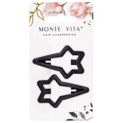 Заколки для волос НАБОР 2 шт., 5,5 см, клик-клак, soft touch, чёрный, MONTE VITA (МОНТЕ ВИТА), 457081