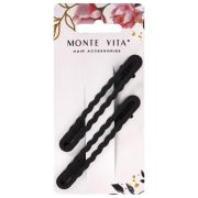 Заколки для волос НАБОР 2 шт., 8 см, зажим, soft touch, чёрный, MONTE VITA (МОНТЕ ВИТА), 457087