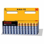 Батарейки алкалиновые «мизинчиковые» КОМПЛЕКТ 12 шт., KODAK Max Super Alkaline, ААА (LR03, 24А), блистер, Б0008960