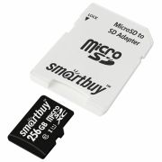 Карта памяти SmartBuy MicroSDXC 256GB UHS-1, Class 10, скорость чтения 90Мб/сек (с адаптером SD)