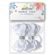 Банты для волос на резинке, НАБОР 2 шт., 8х10 см, с бусинами, белые, MONTE VITA (МОНТЕ ВИТА), 458843