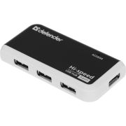 Хаб USB 2.0, 4 порта, порт для питания, черный, DEFENDER QUADRO INFIX, 83504