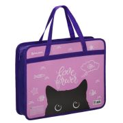 Папка на молнии с ручками А4 «Brauberg»  Black Cat, пластик, 270122