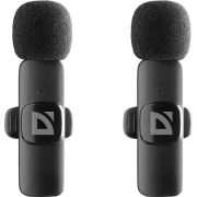 Микрофон беспроводной петличный DEFENDER Talky-138, 64 дБ, 2 микрофона, адаптер, черный, 64152