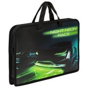 Папка на молнии с ручками А4 «Юнландия» Neon race, 1 отделение, пластик, ширина 45 мм, 270950