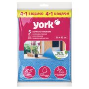 Салфетка для уборки York «Премиум», вискоза, свойства хлопка, сверхвлаговпитывающая, 4+1шт., 35*50см