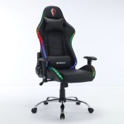 Кресло компьютерное BRABIX «Lumen GM-150 RGB», подсветка, две подушки, экокожа, черное, 532801