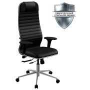 Кресло МЕТТА «ErgoLife» 10 B1-117D, хром, синхромеханизм, 2D-подлокотники, экокожа, черное