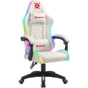 Кресло компьютерное DEFENDER «Energy», 2 подушки, RGB-подсветка, экокожа, белое, 64557