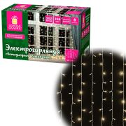 Электрогирлянда-занавес комнатная вид: «Штора» 3х2 м, 306 LED, тёплый белый, 220V, ЗОЛОТАЯ СКАЗКА, 591334