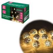 Электрогирлянда-нить комнатная 1,5 м, 10 LED, с насадками, вид: «Диско-шары», тёплый белый, на батарейках, ЗОЛОТАЯ СКАЗКА, 591731