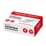 Скрепки канцелярские 28 мм «Офисная планета» 100 шт. никелированные, 222019