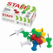 Кнопки-гвоздики «STAFF» силовые, цветные, 50 шт, 224770