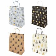 Пакет подарочный НАБОР 4 штуки новогодний 26x13x32 см, «Kraft Large», ЗОЛОТАЯ СКАЗКА, 592133