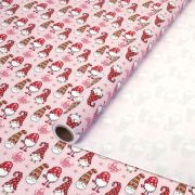 Бумага упаковочная мелованная БОЛЬШЕРАЗМЕРНАЯ новогодняя 0,7х10 м, с изображением ГНОМИКОВ, ЗОЛОТАЯ СКАЗКА, 592615