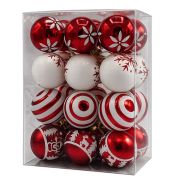 Шары ёлочные, НАБОР 24 штуки, 6 см, «Red&White Winter», пластик, белый/красный, ЗОЛОТАЯ СКАЗКА, 592897