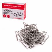 Скрепки канцелярские 25 мм «Офисная планета» 100 шт. никелированные, треугольные, 222043