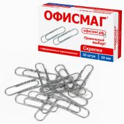 Скрепки канцелярские 50 мм «ОФИСМАГ», 50 шт., оцинкованные, гофрированные, арт. 223090