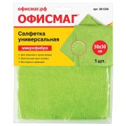 Салфетка из МИКРОФИБРЫ универсальная 30х30 см, зеленая, 280 г/м2, ОФИСМАГ «Стандарт», 601259