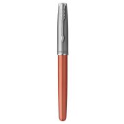 Ручка перьевая Parker «Sonnet Sand Blasted Metal&Orange Lacquer» черная, 0,8мм, подарочная упаковка
